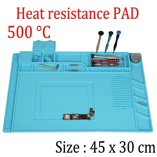 ESD Anti-Static Work Mat Heat Resistant Repair Mat with Sorting Trays 45 x 30 CM