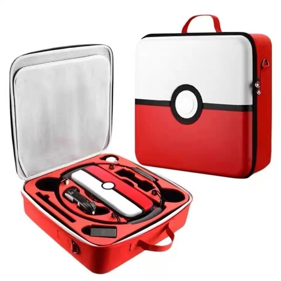 Nintendo Switch/Switch Oled Travel Case Hard Storage Carrying Gaming Bag (Poke Ball Pokemon) (Child-mother Storage Box) (Red+White) (Size:Big)