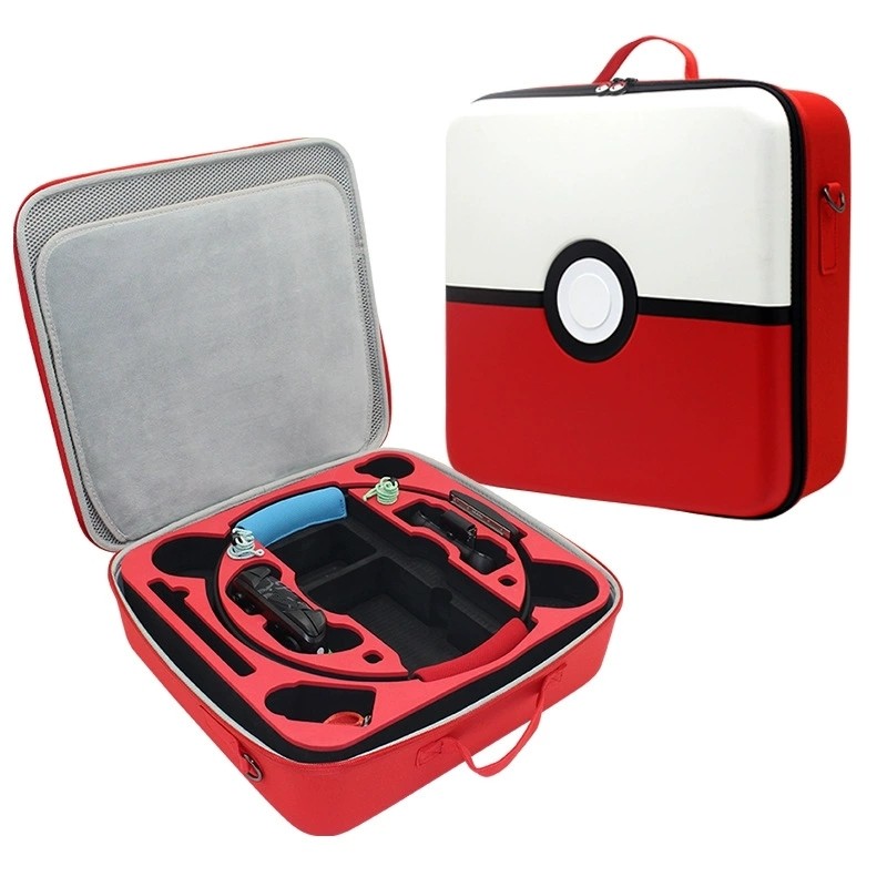 Nintendo Switch/Switch Oled Travel Case Hard Storage Carrying Gaming Bag (Poke Ball Pokemon) (Mother Storage Box) (Red+White) (Size:Big)